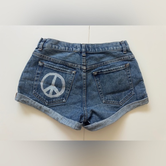 Forever 21 Blue Jean Shorts with Peace Sign ☮️ ✌🏼 - Picture 3 of 6